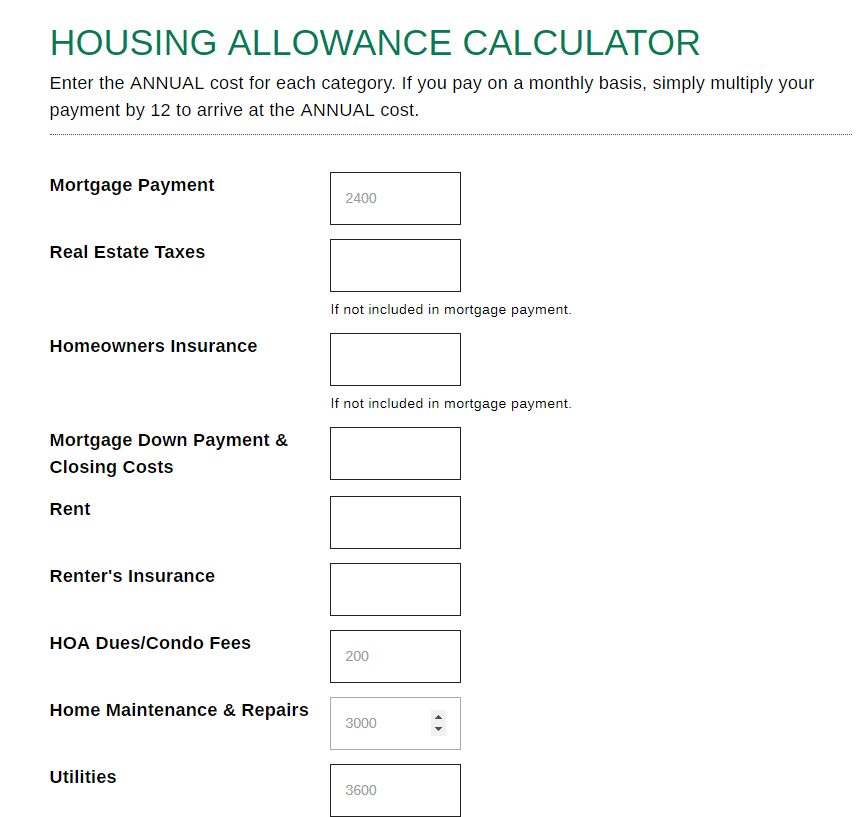 Presenting Our Brand New Minister Housing Allowance Calculator! - The ...